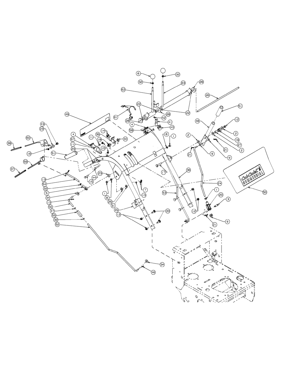 Handle Assembly Diagram and Parts List for H1748 55AI4HPS050-WAM Cub Cadet Lawn Mower